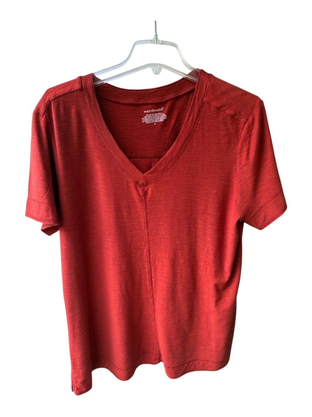 Westbound V-Neck Red Top-Size XL